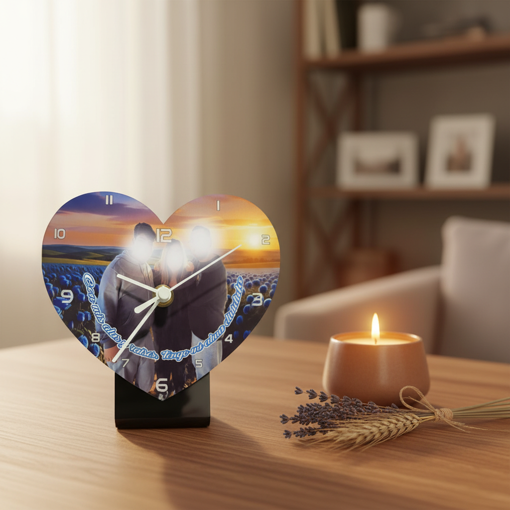 Reloj corazón pareja atardecer - ambiente cálido