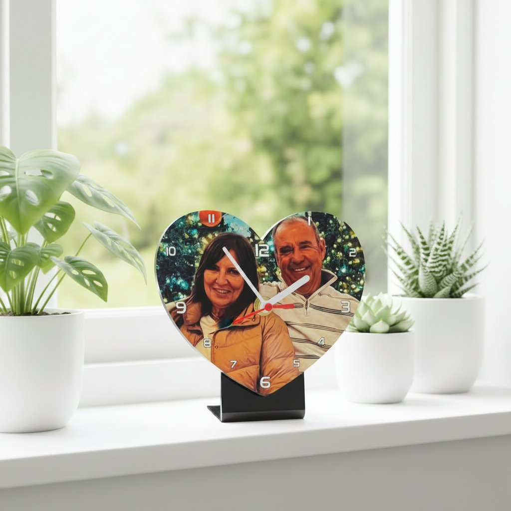 Reloj Corazón Personalizado - Ventana con plantas